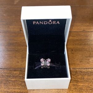 Pandora Silver Butterfly charm with Pink & Clear Stones